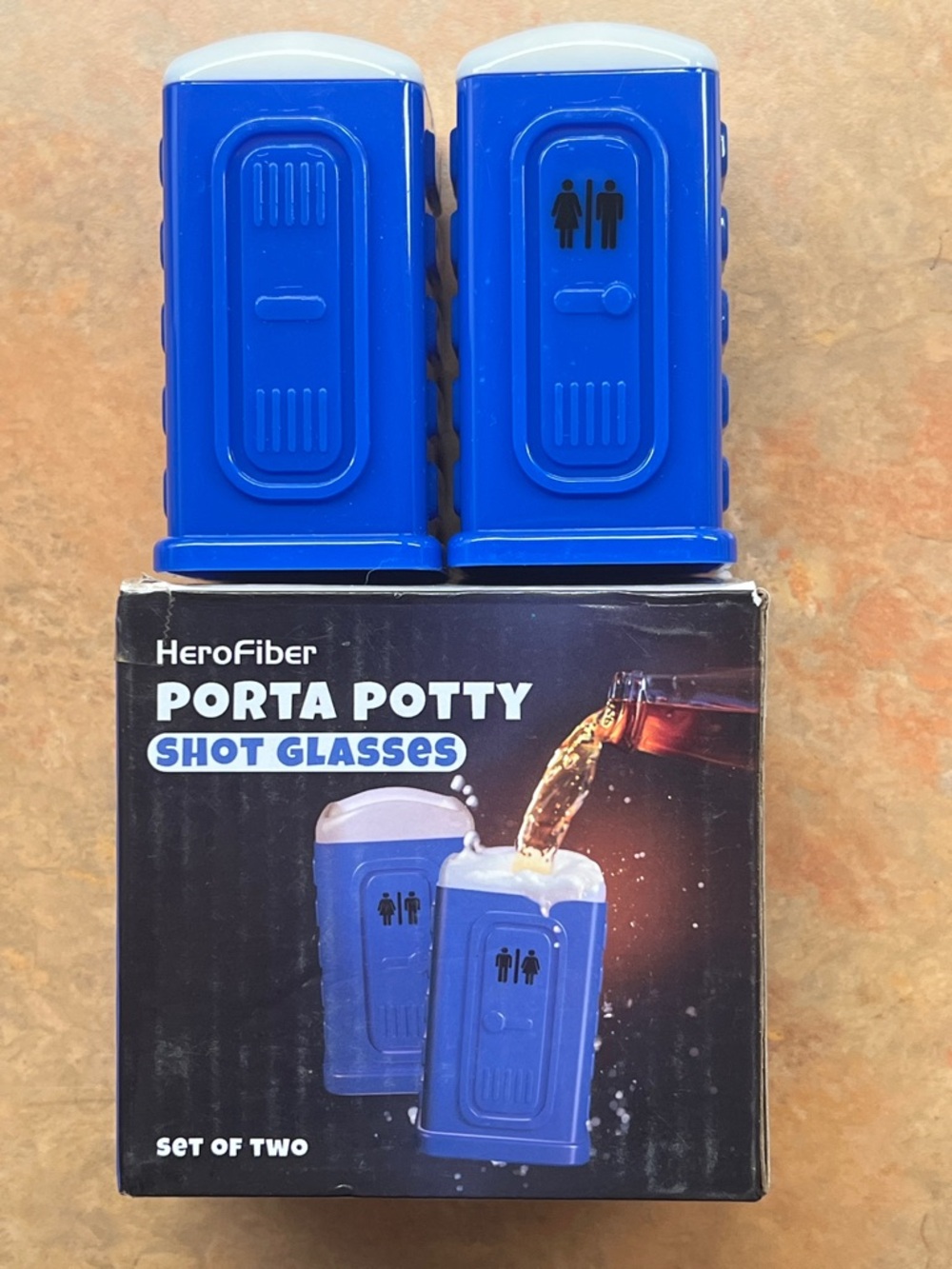 Blue Porta Potty Shot Glasses - Set of 2 by HeroFiber